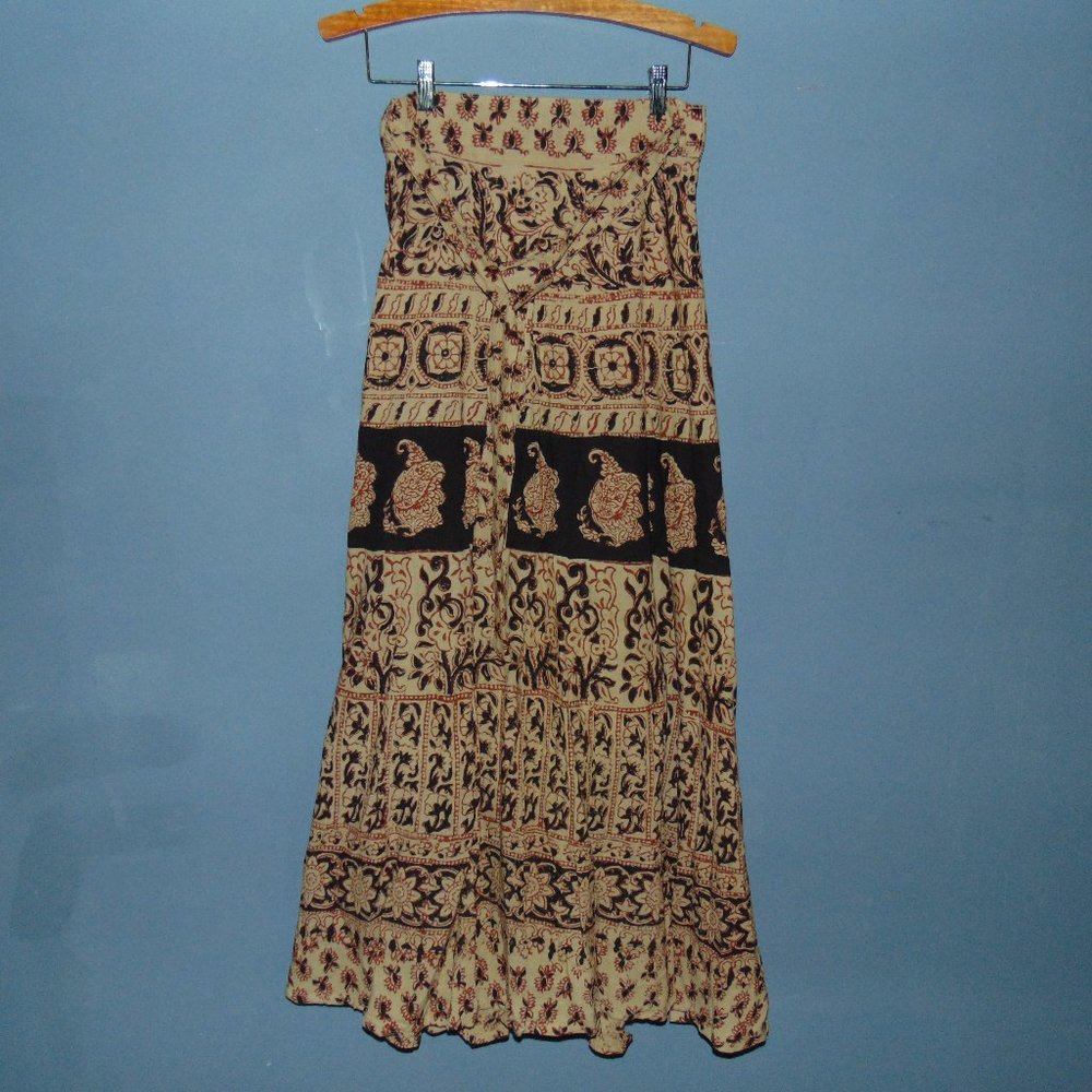 Vintage Maxi 1980's Cotton Wrap Around Skirt made in India